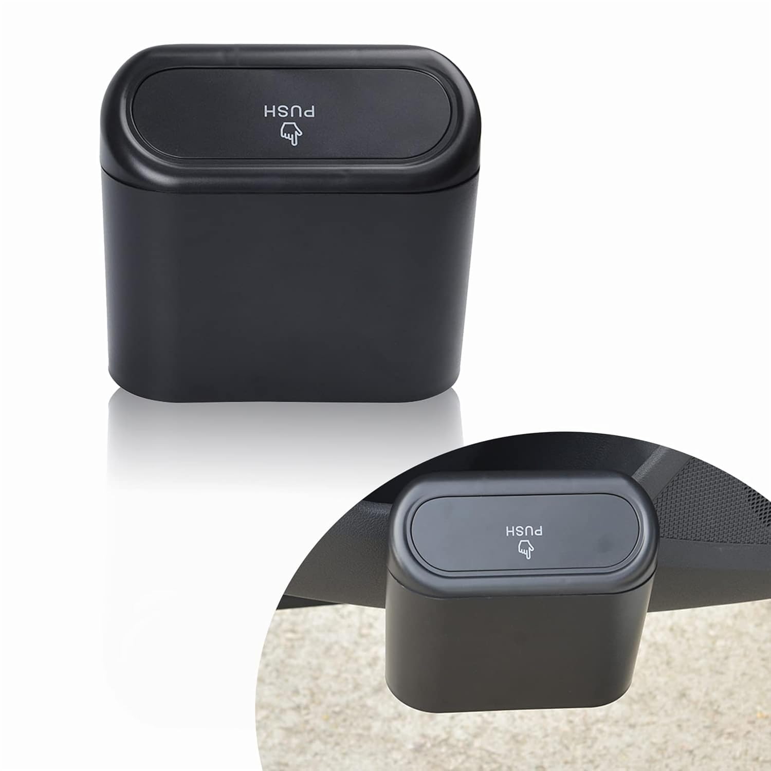 Stodern Plastic Car Trash Can with Lid, Automotive Mini Vehicle Trash Bin Organizer, Garbage Collector for Cars, Home, and Offic