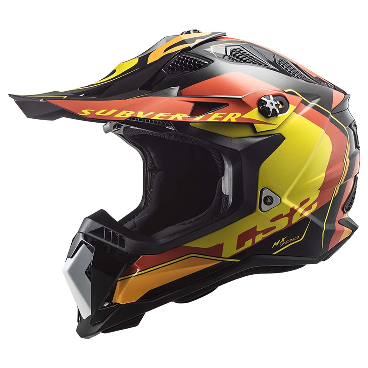 LS2 Helmets MX-Off Road Subverter Evo Helmet (Arched Gloss Black/Yellow/Orange - Small)