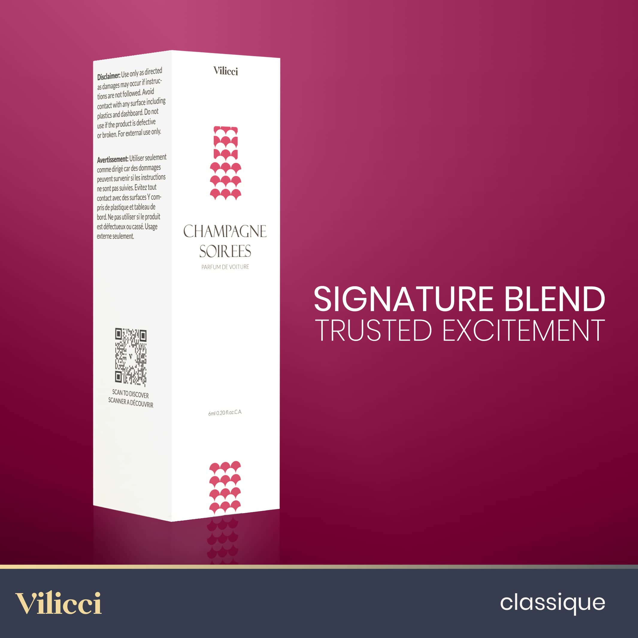 Vilicci Car Air Freshener, Champagne & Soirees Scent Perfume For A Refreshing Drive, Car Air Freshener, Eliminates Unpleasant Ho