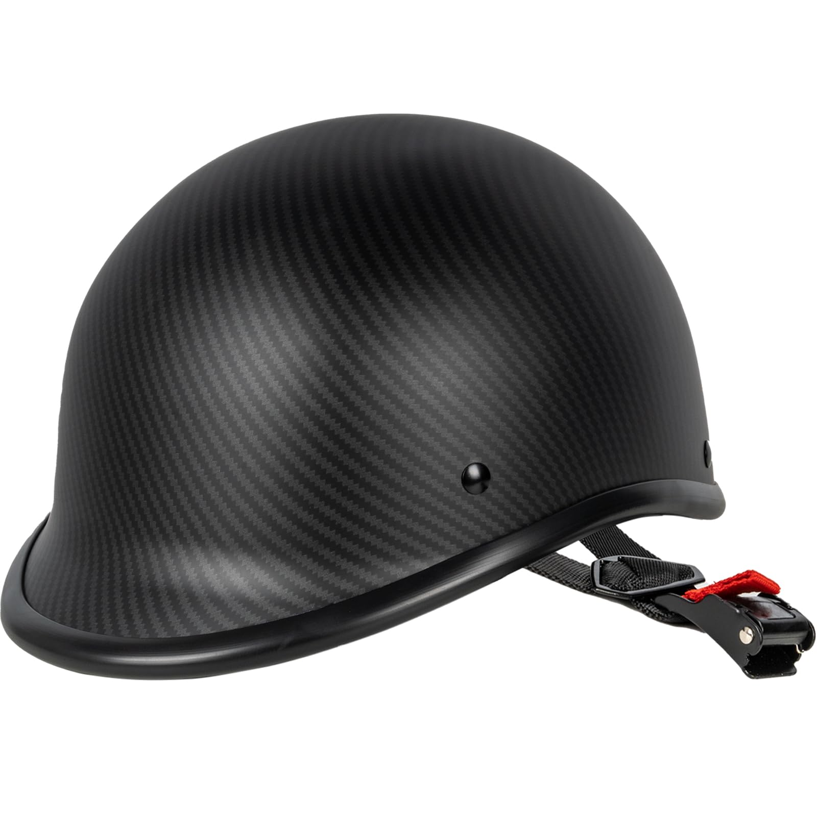Yesmotor Vintage Motorcycle Half Helmet - Lightweight Carbon Fiber, XL, DOT Approved, Open-Face Design