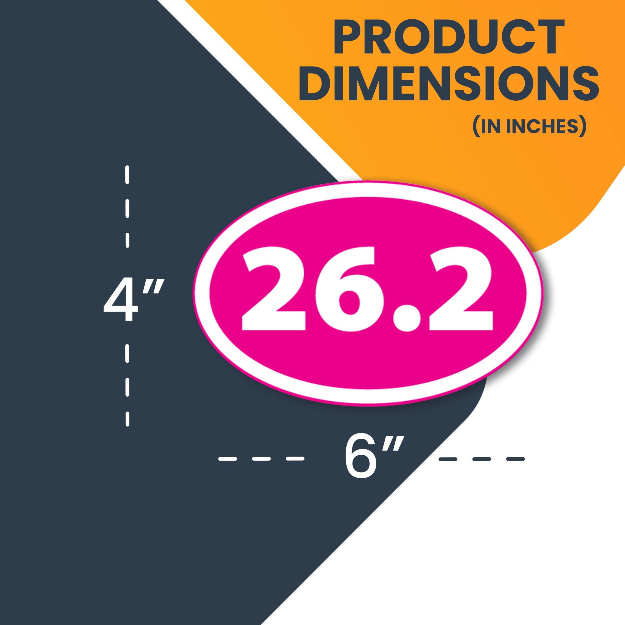 Magnet Me Up 26.2 Marathon Inverted Pink Oval Magnet Decal, 4X6 Inches, Heavy Duty Automotive Magnet For Car Truck Suv, Magnetic