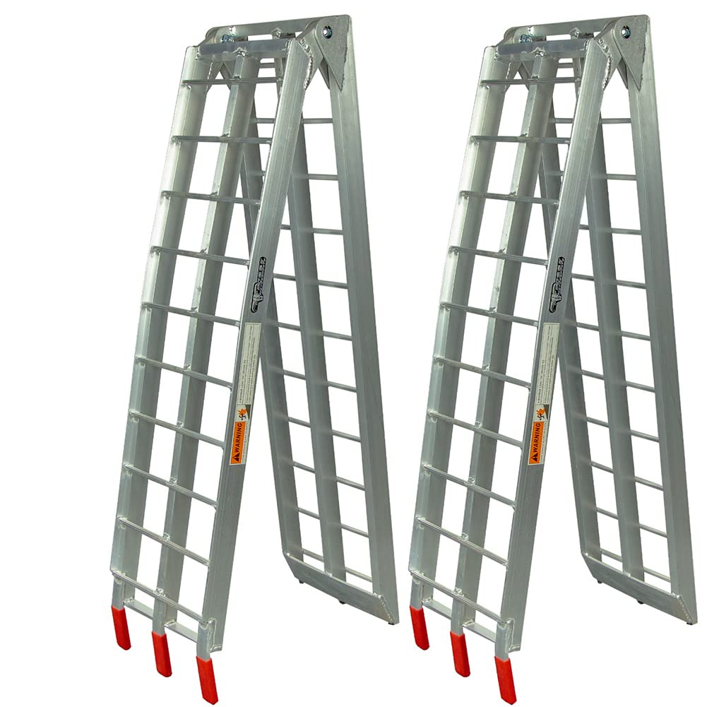 Pit Posse Pp2755P Pair Of Lawn Mower Atv Folding Loading Ramps Made Of Aluminum 89'' 1500Lbs Rated - Pick Up Truck Ramps For Dir