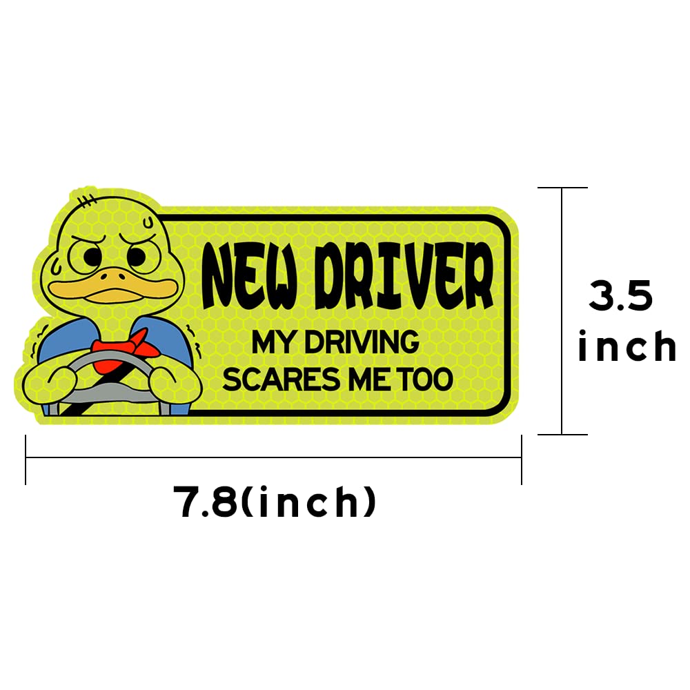 biinfu Reflective Student Driver Decal - Funny Duck Bumper Sticker, Yellow, Vinyl, Model: by-New Driver Duck Sticker-Yellow