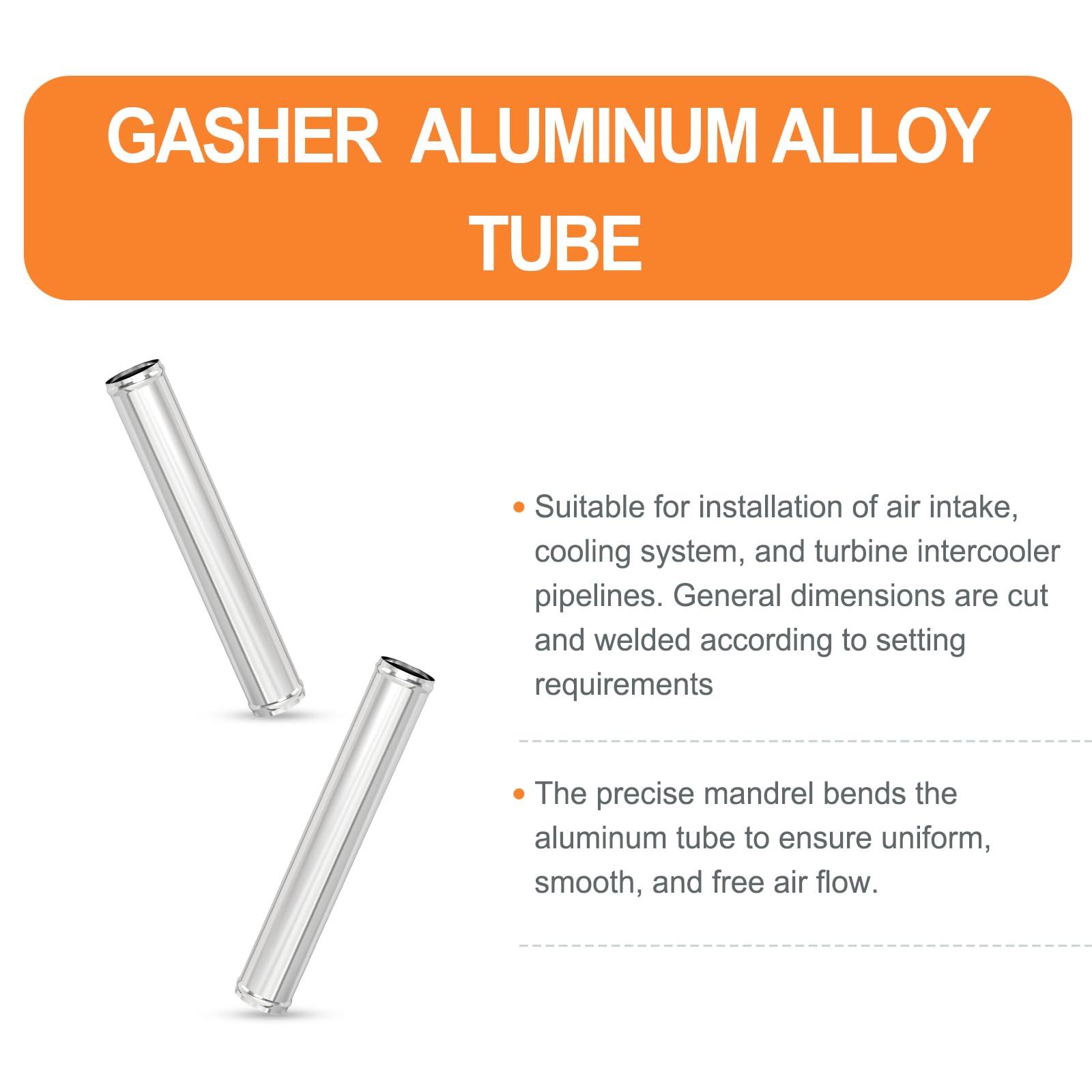 Gasher 1Pcs 12''(300Mm) Aluminum Alloy Tube Aluminum Straight 2.75''Od With Bead Roll, Intercooler Pipe For Intake And Cooling S