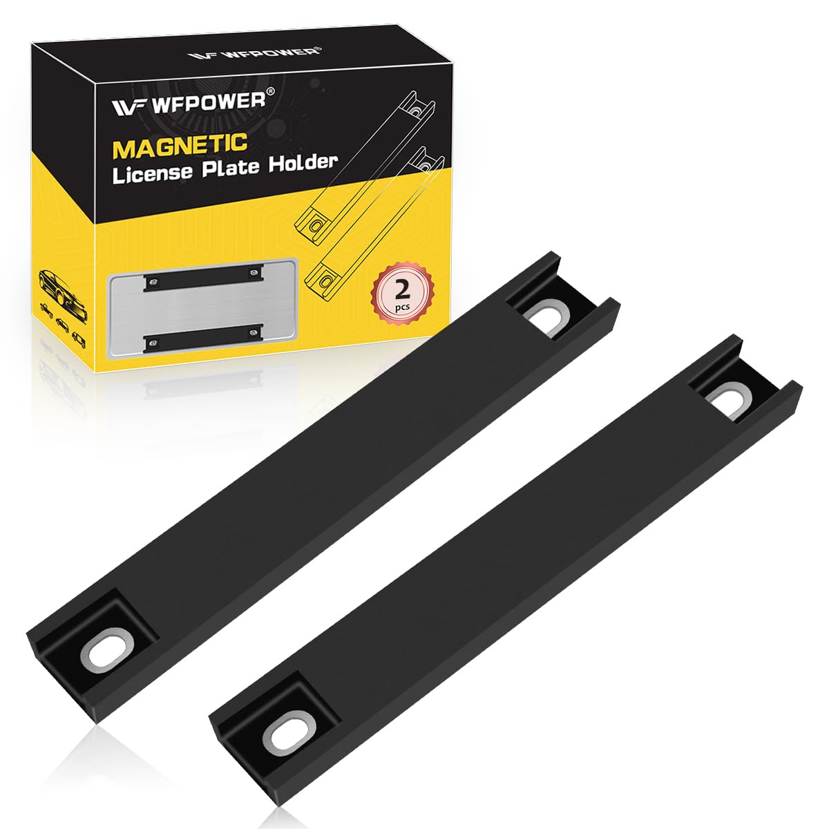 2 Pack Premium Rubber Coated Magnetic License Plate Holder, Magnet Tag, Demo Tag Test Drive, Car Dealer Magnet Bar License Plate