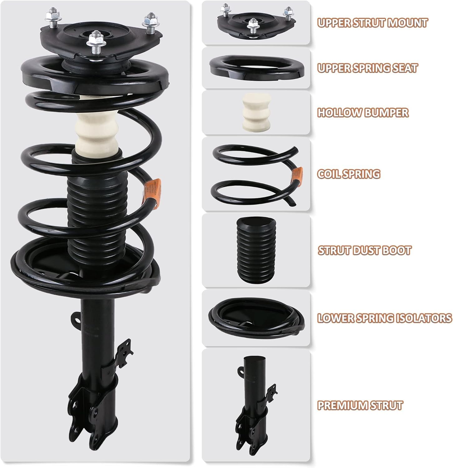 Mostplus Front Rear Complete Strut Assemblies Shock Absorbers 171957 171958 171979 171980 Compatible For 1992-1996 Toyota Camry