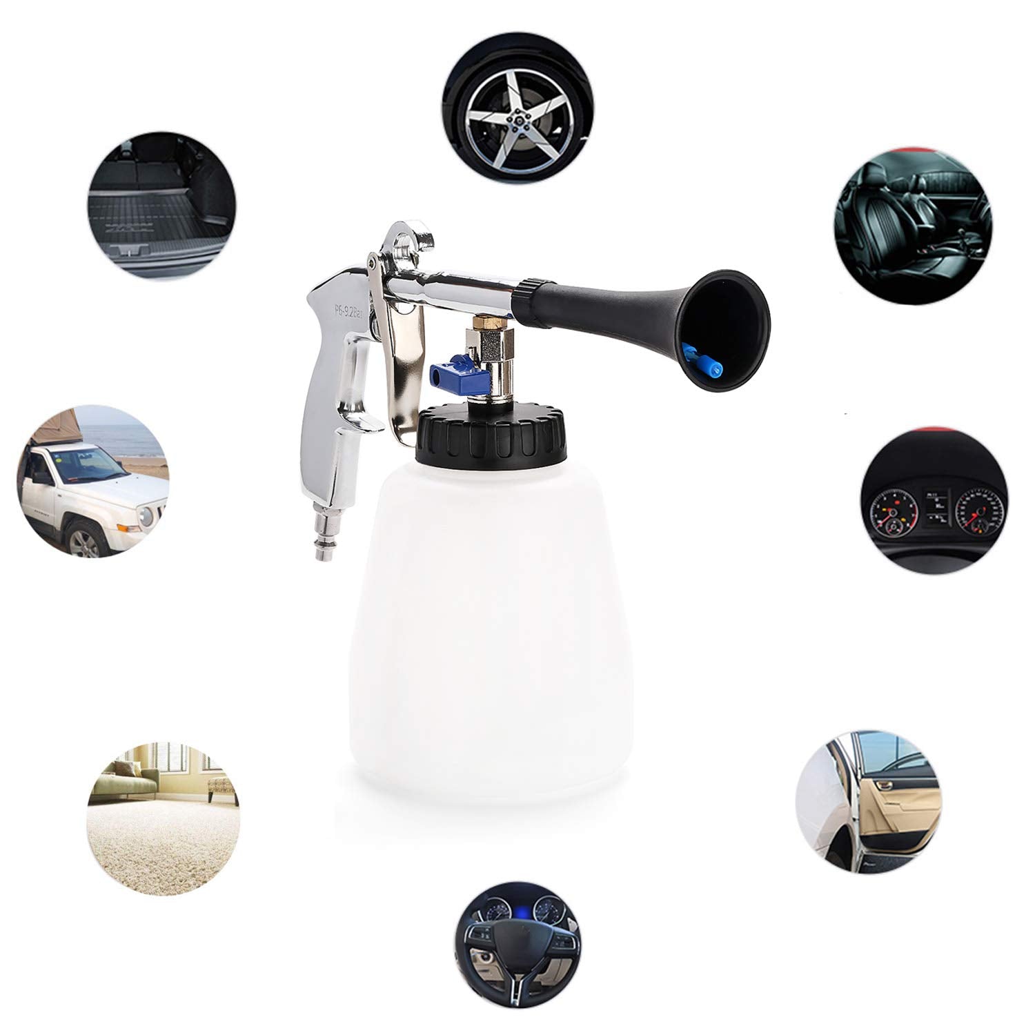 Cprosp Tornado Black Car Cleaning Gun, High Pressure Car Cleaning Gun Jet Cleaner Interior