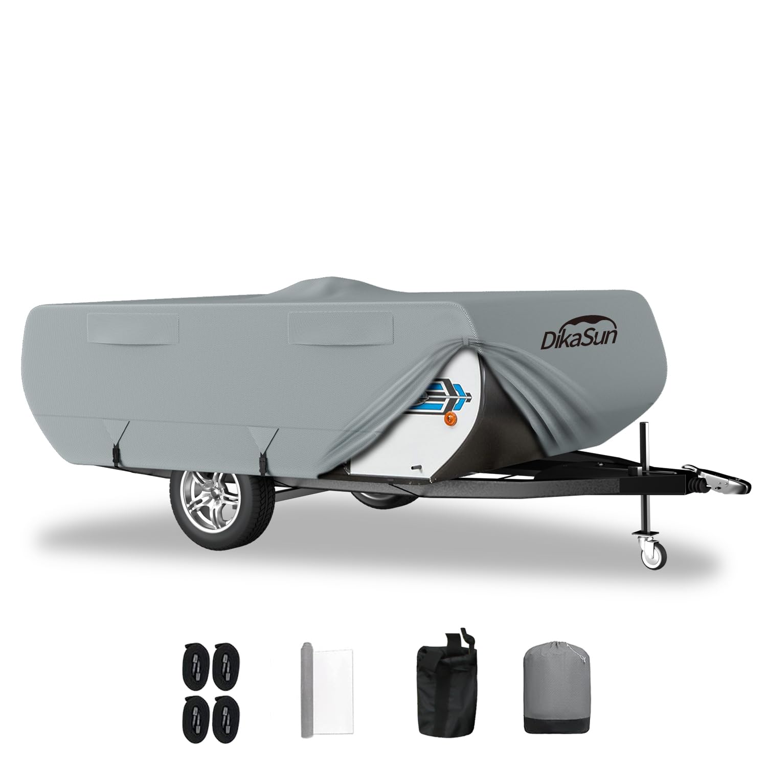 Dikasun Pop Up Camper Cover 10'-12', 7 Layers Waterproof Pop-Up Trailer Cover Anti-Uv Folding Camper Rv Cover For Motor Home