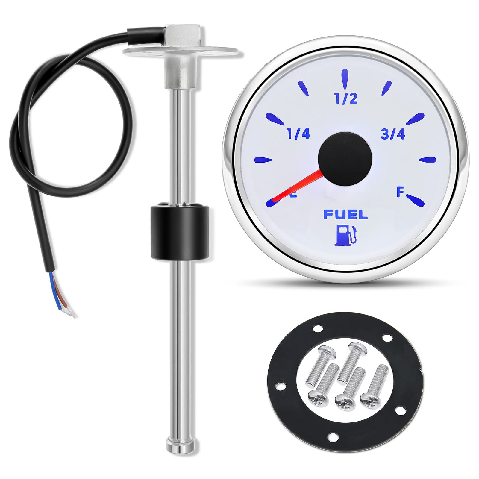 ARTILAURA Fuel Sending Unit and Gauge Kit, 240-33ohms 10'' (250mm) Boat Marine Fuel Tank Sender Stainless Steel Gas Sensor for C