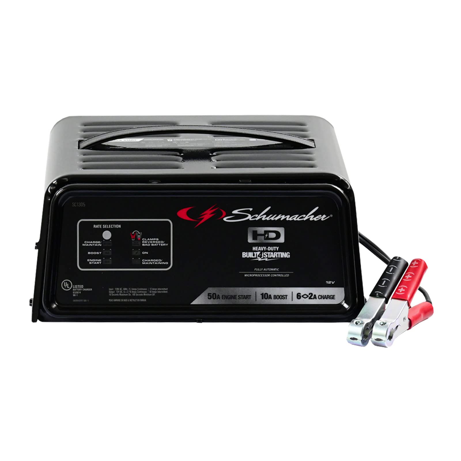 Schumacher Electric Fully Automatic Battery Charger and Engine Starter - SC1305, 4-in-1, 50 Amps, 10-Amp Boost Mode, 12 Volt for