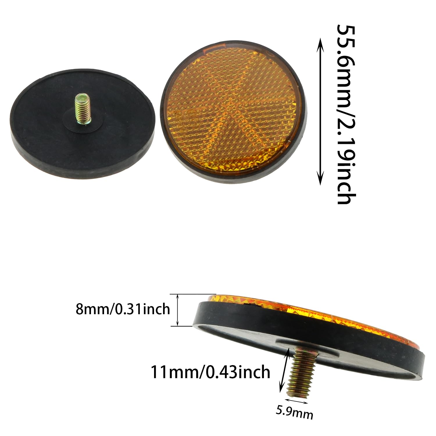 DGZZI Round Reflector 4PCS 2inch / 56mm Plastic Universal Screw Mount Reflective Warning Reflectors for Motorcycle Bike, Red and