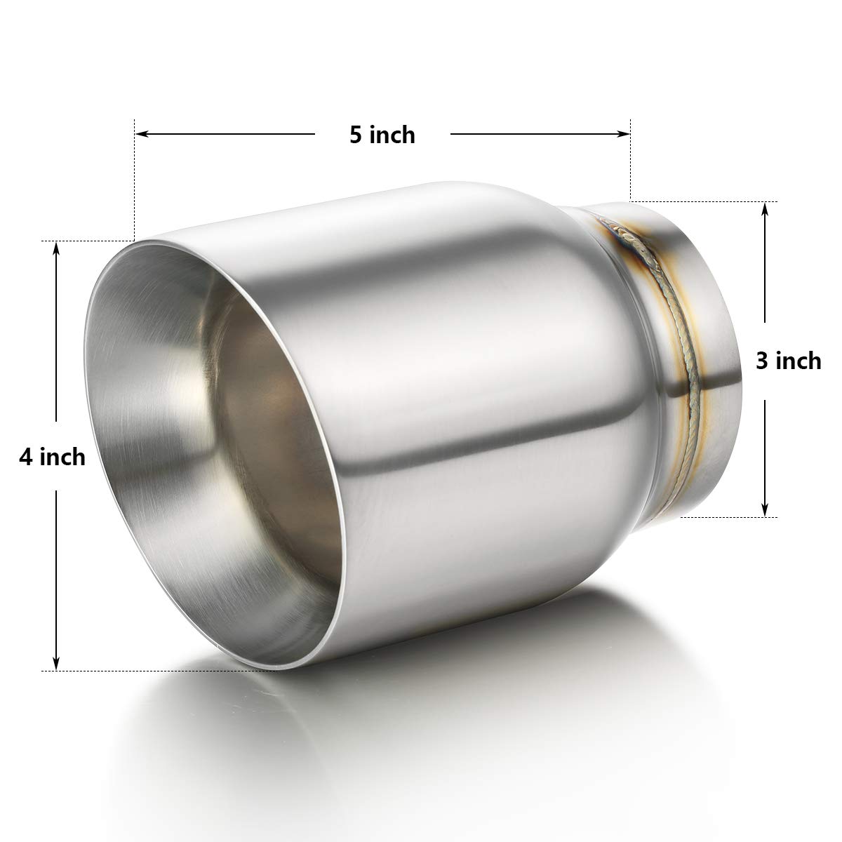 A-KARCK Exhaust Tip 3'' Inlet Dual Wall, Double Wall Car Tailpipe Tip 3'' Inlet 4'' Outlet 5'' Overall Length Weld On Decorate C