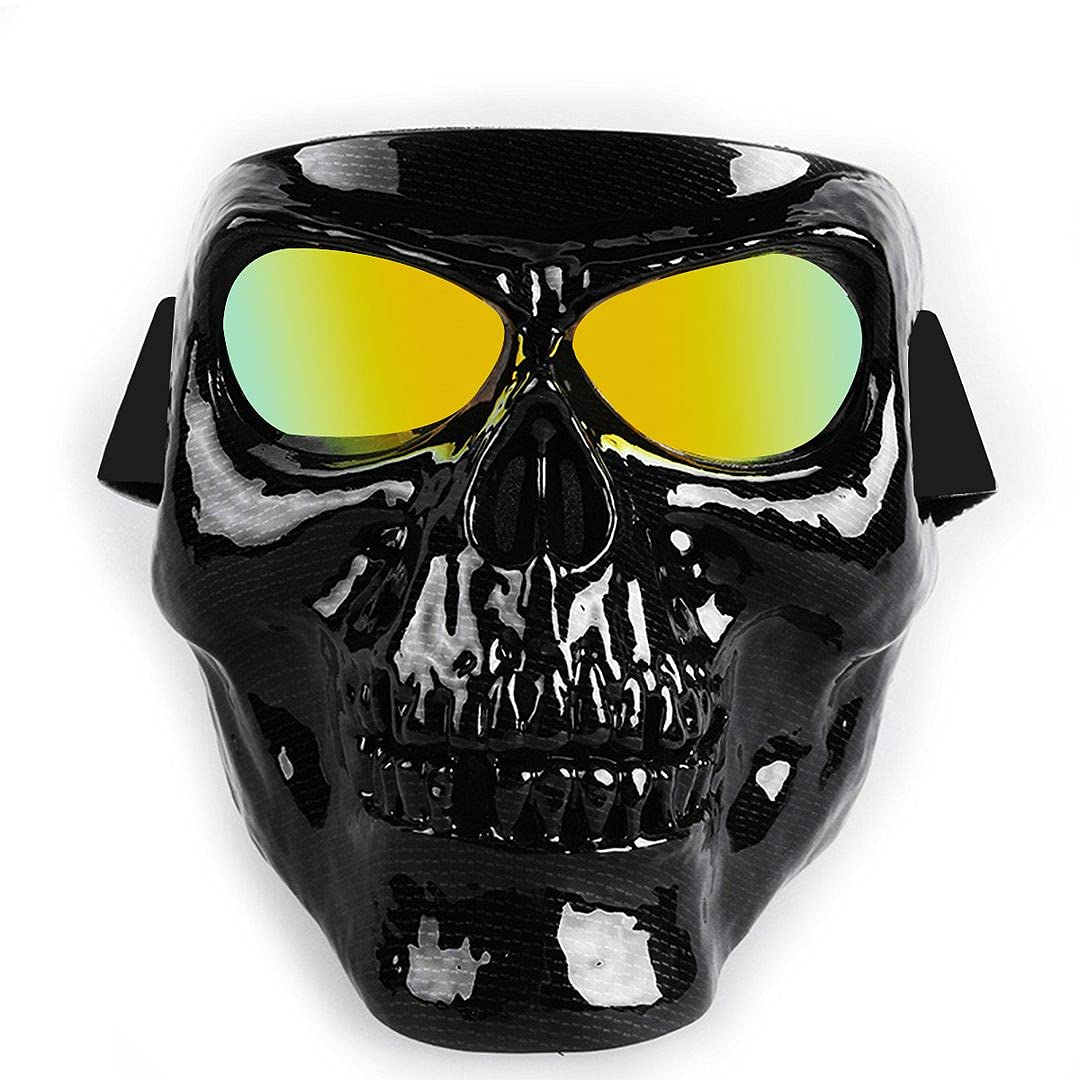 BOROLA Motorcycle Goggles - Skull Mask Sunglasses, E-series Carbon Fiber, Model B-YG10-C, 1 Count