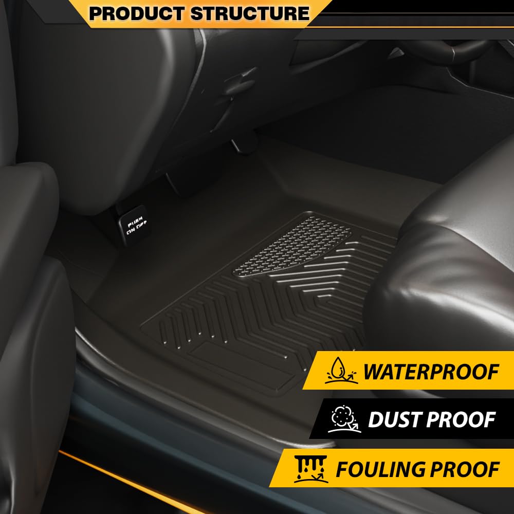 G-PLUS TPE Floor Mats Cargo Liners Compatible with Nissan Frontier 2022-2023 (Crew Cab with 2nd Row Under-Seat Storage) 3PCS Bla