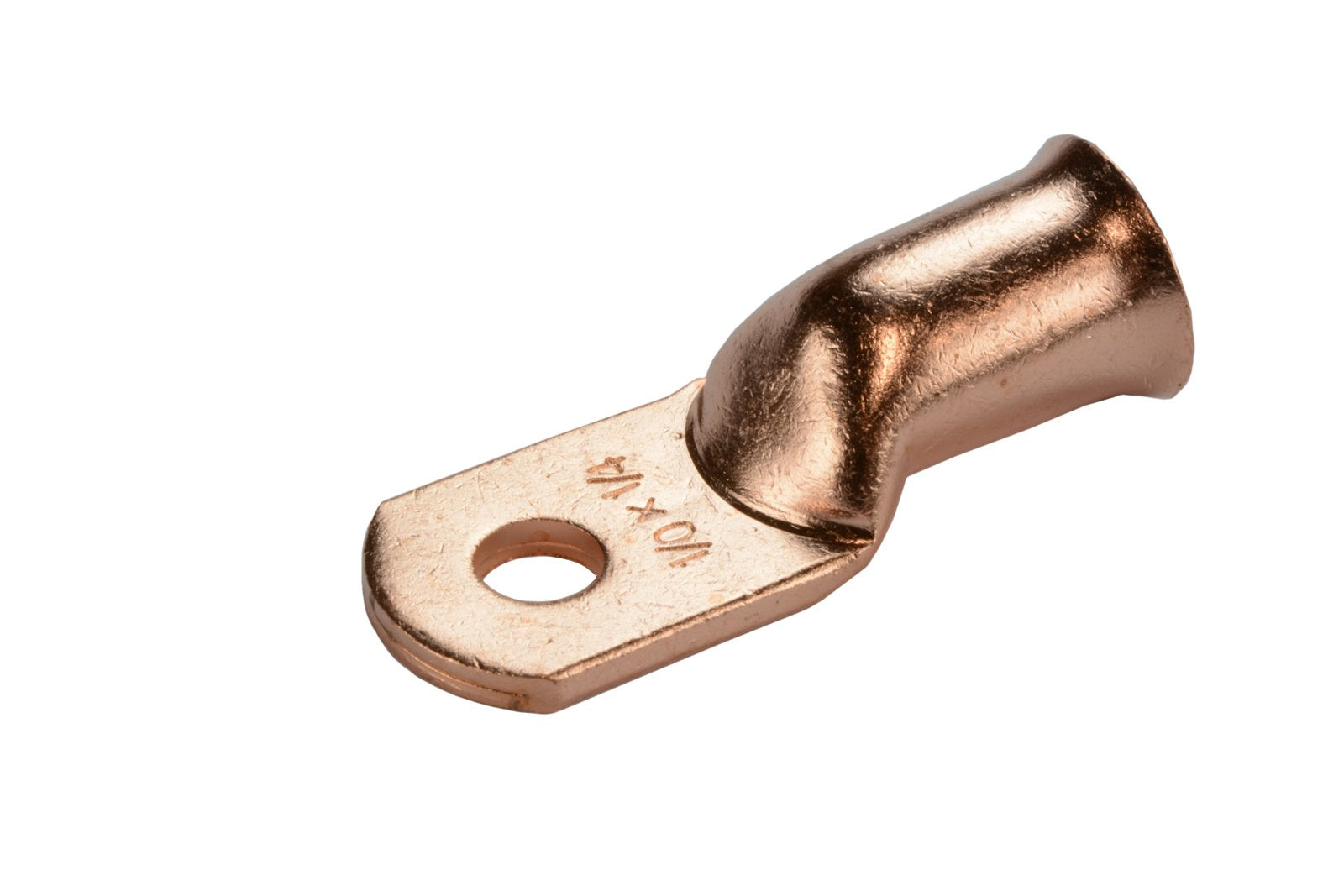 Temco 10 Pack Bare Copper Welding Battery Cable Ends, Lugs Terminal 1/0 Awg 1/4'' Hole (6 Awg To 1/0 Awg Options Available)