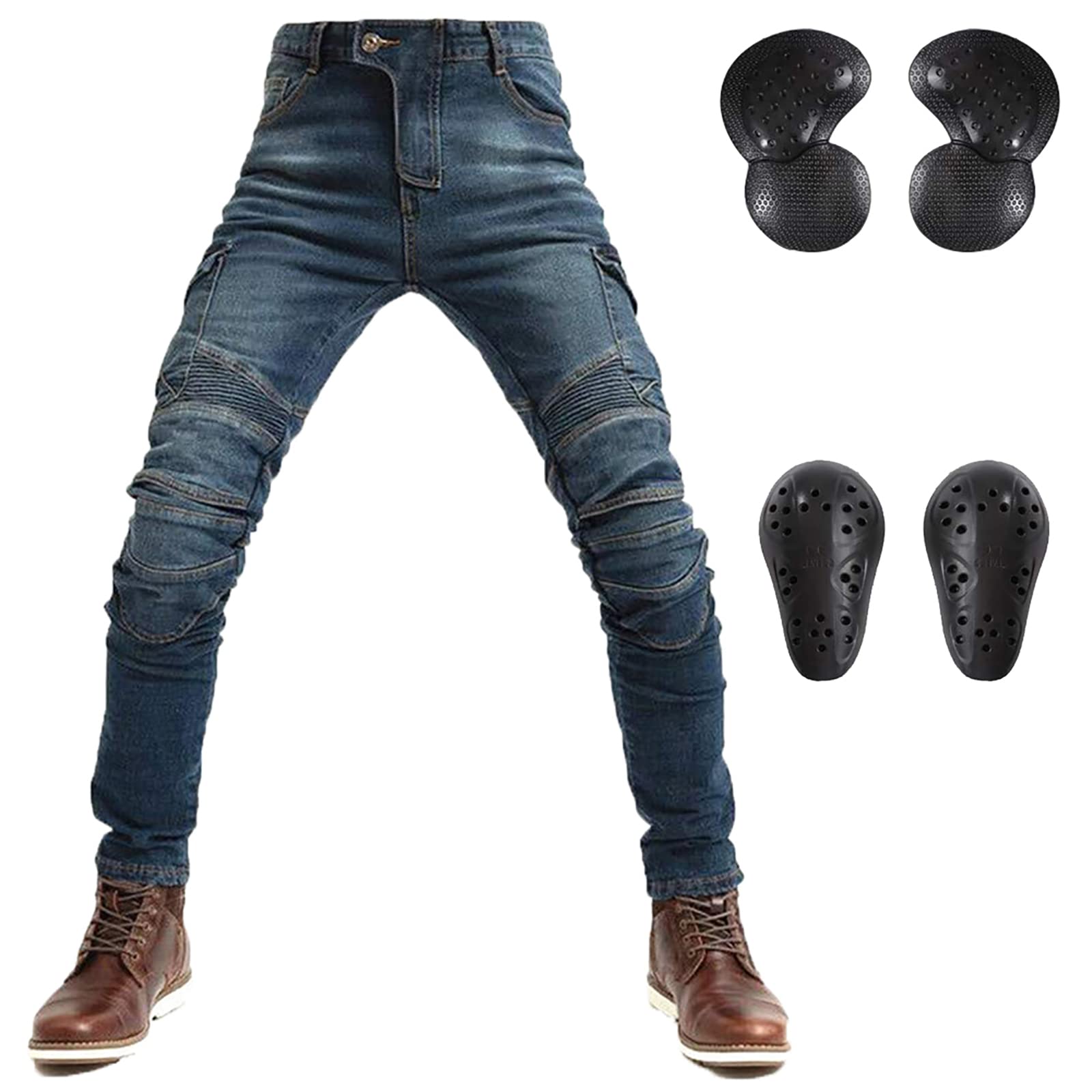 LOMENG Motorcycle Pants Mens Riding Jeans Biker Motorbike Pants with CE Removable Armored Blue EU30, Blue, 30 Regular