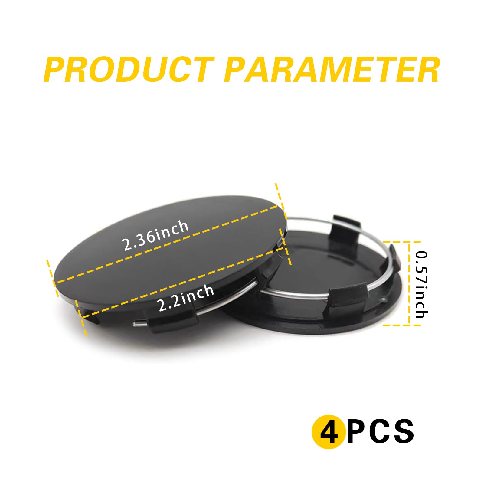 Arwrilt 4 Pack Car Wheel Center Hub Caps, ABS Rust-Proof Center Caps for Rims, Vehicle Rim Hub Caps Accessories, 2.36 OD 2.2