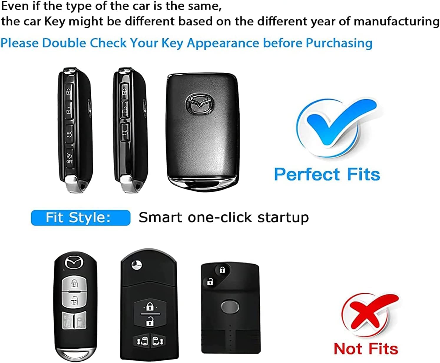 Sindeda for Mazda Key Fob Cover with Keychain Key Case Key Shell 360 Degree Full Protection Compatible with 2019-2024 Mazda 3, M
