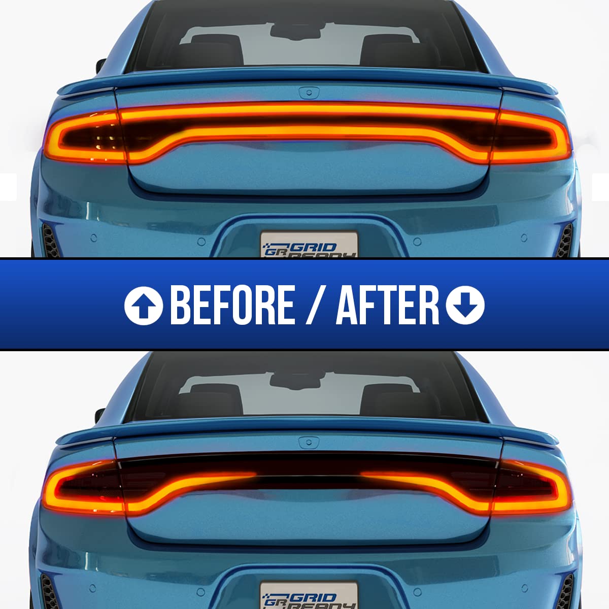 GRIDREADY Tail Light Decal for 2015-2023 Dodge Charger, Blue Vinyl Racetrack Sticker, Fits SXT, RT, SRT, Scat Pack Models