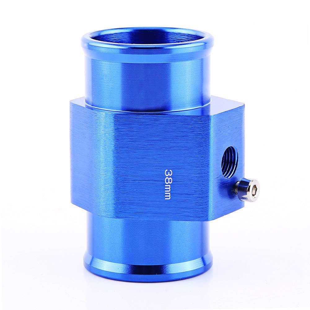 38mm Radiator Temperature Joint Pipe, Keenso Aluminum Water Temp Meter Temperature Gauge Joint Pipe Radiator Hose Adapter, Blue 