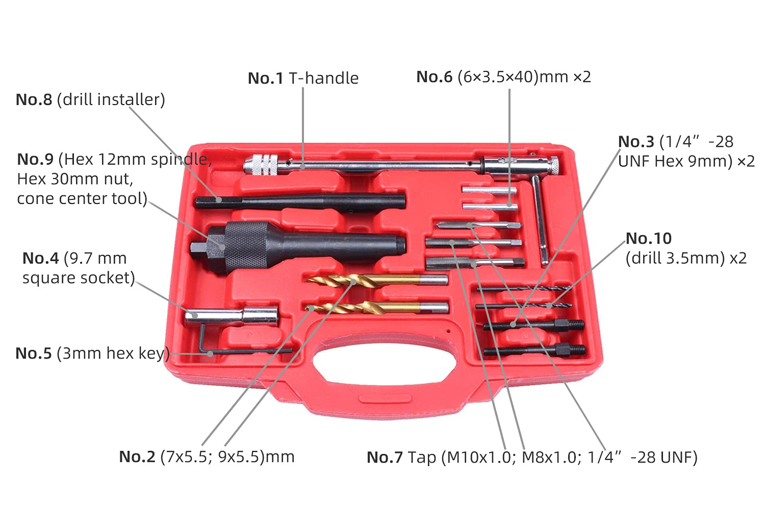Alltooetools 16pcs Glow Plug Removal Tool Kit - 8mm & 10mm, Model SF0031