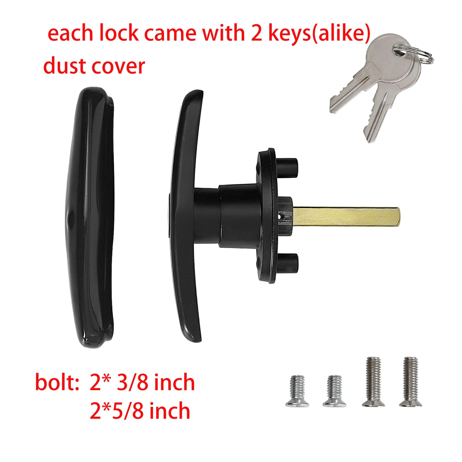 Wedelweib T-Handle For Truck Camper Shell Truck Cap Locking T-Handle With Dust Cover For Truck Canopy-2 Pack Clockwise And Count
