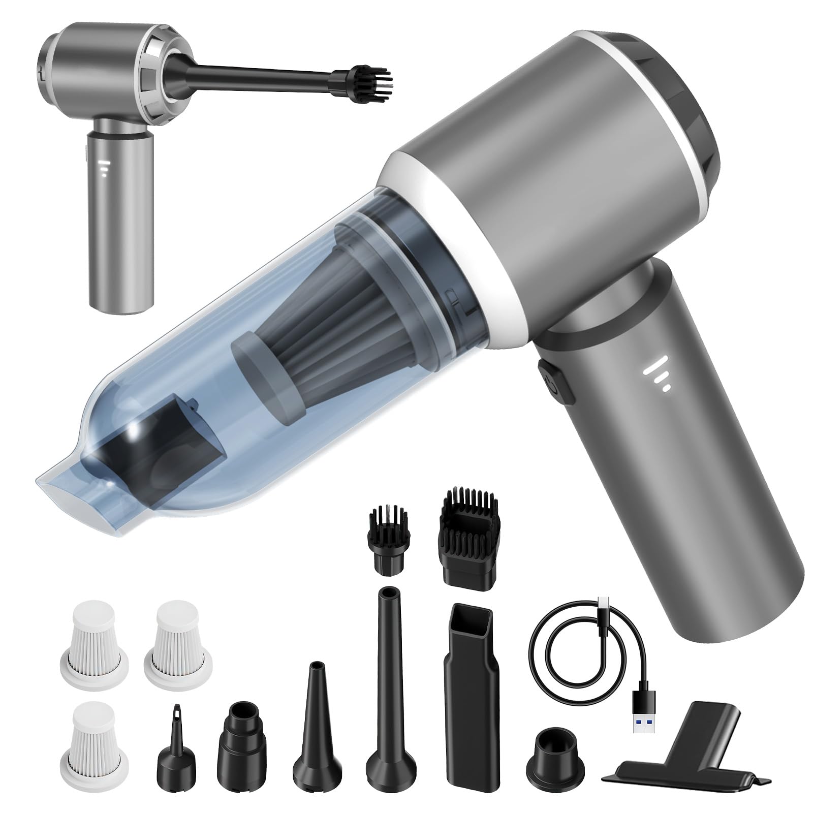 Koucen 4-in-1 Car Vacuum Portable Cordless & Dust Buster, 20000pa High Power Wet Dry Handheld Vacuum Cordless Rechargeable, Mini