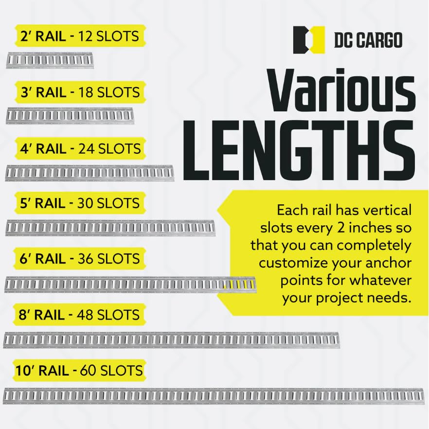 Dc Cargo Mall Outdoor E Track Tie Down Rail Kit 5' (4 Pack) For Garages, Vans, Trailers, Motorcycle Tie Downs, Atv Mountings-Etr