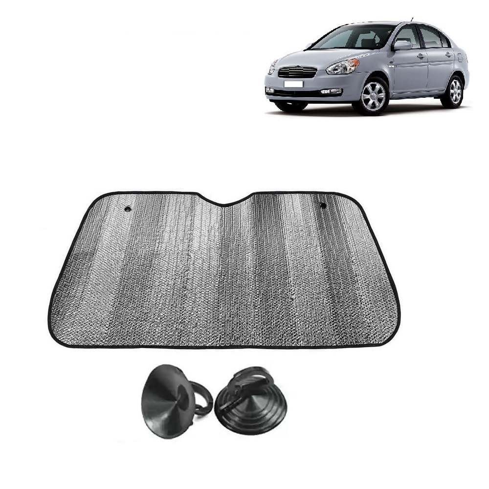 Car Windshield Sun Shade UV Rays Protector Silver Sunshade Solar Reflective suitable for H y u n d a i Verna