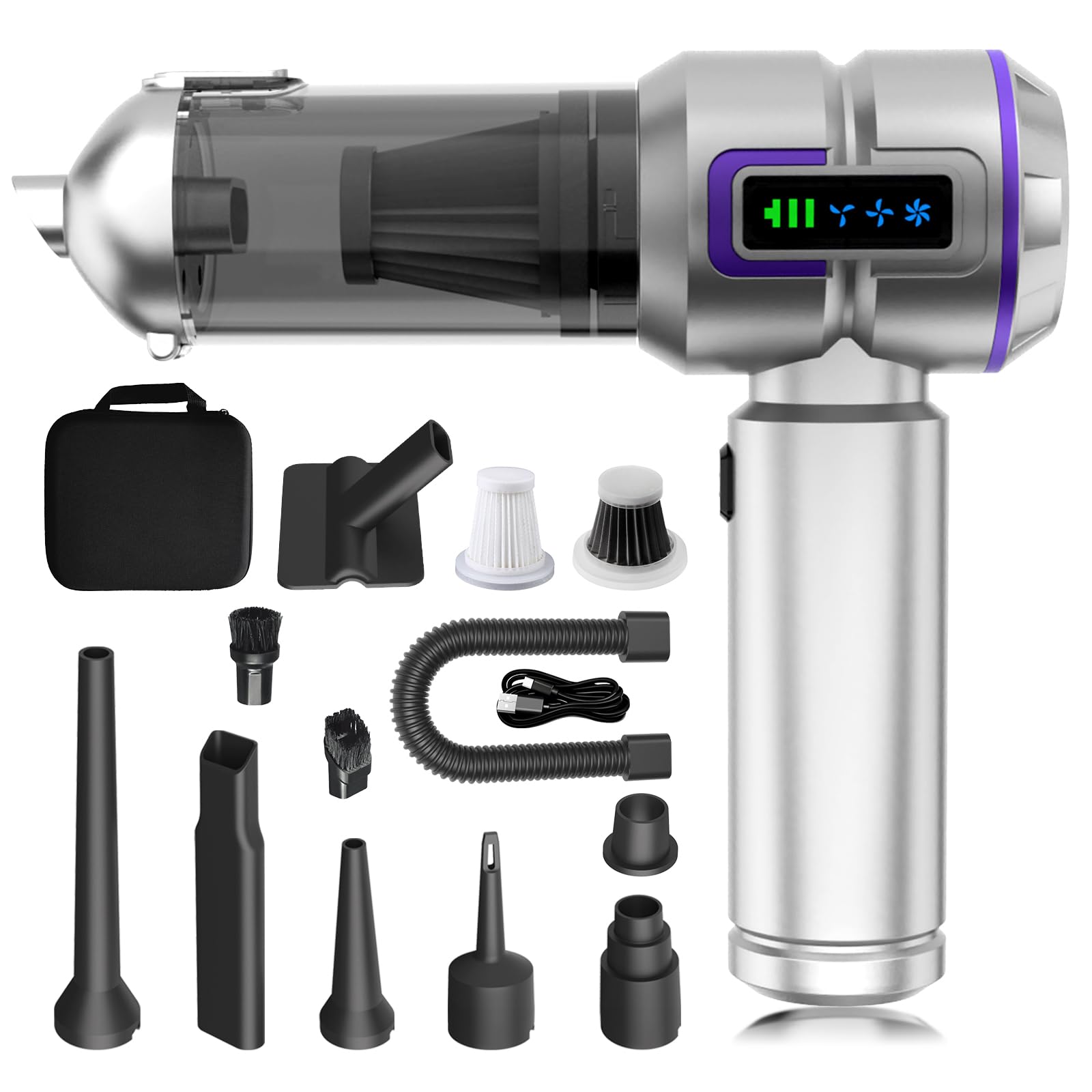 KedeeSparkle Car Vacuum Cleaner, 22000PA High Power Portable Handheld Car Vacuum & Air Duster, Mini Cordless Vacuum with LED Dis