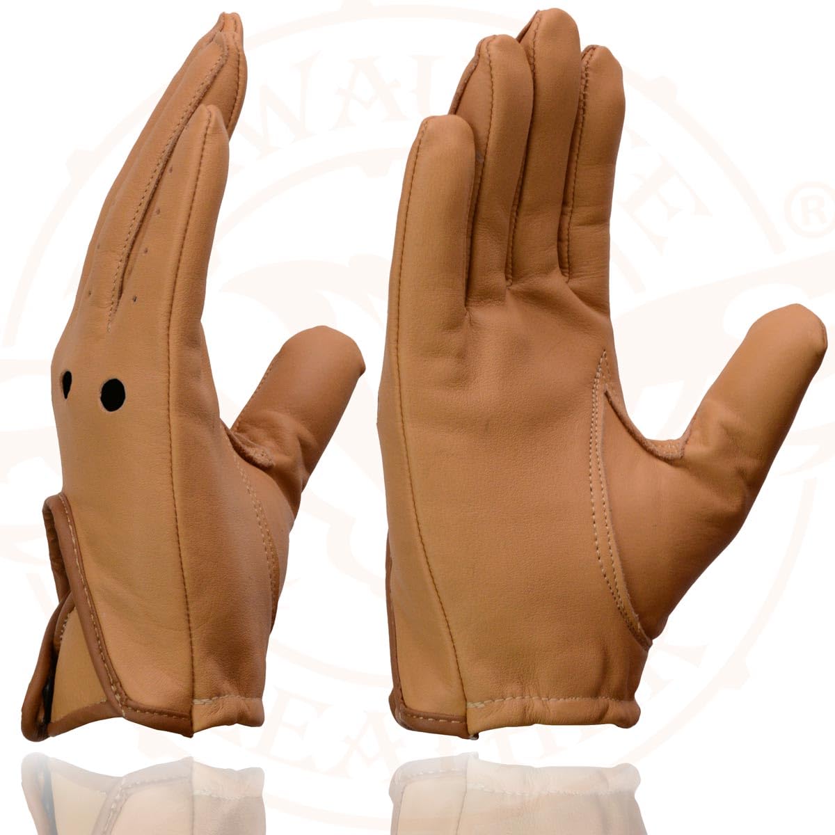 Milwaukee Leather MG7508 Men's Saddle Perforated Full-Finger Motorcycle Riding Gloves with Breathable Open Knuckle - Small