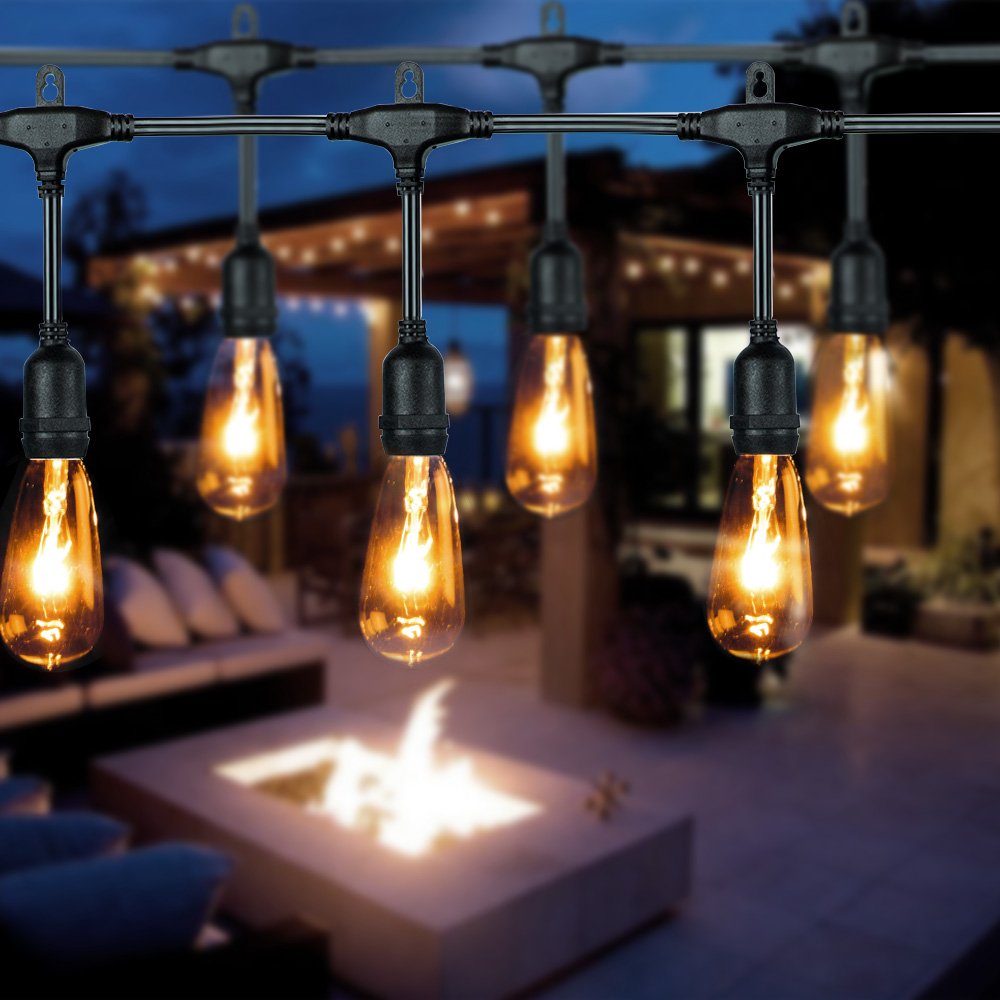 Brightown 24-Pack ST40 Edison Replacement Light Bulbs, 7W E17 Screw Base, Warm White, Clear Glass for Outdoor Patio String Lights