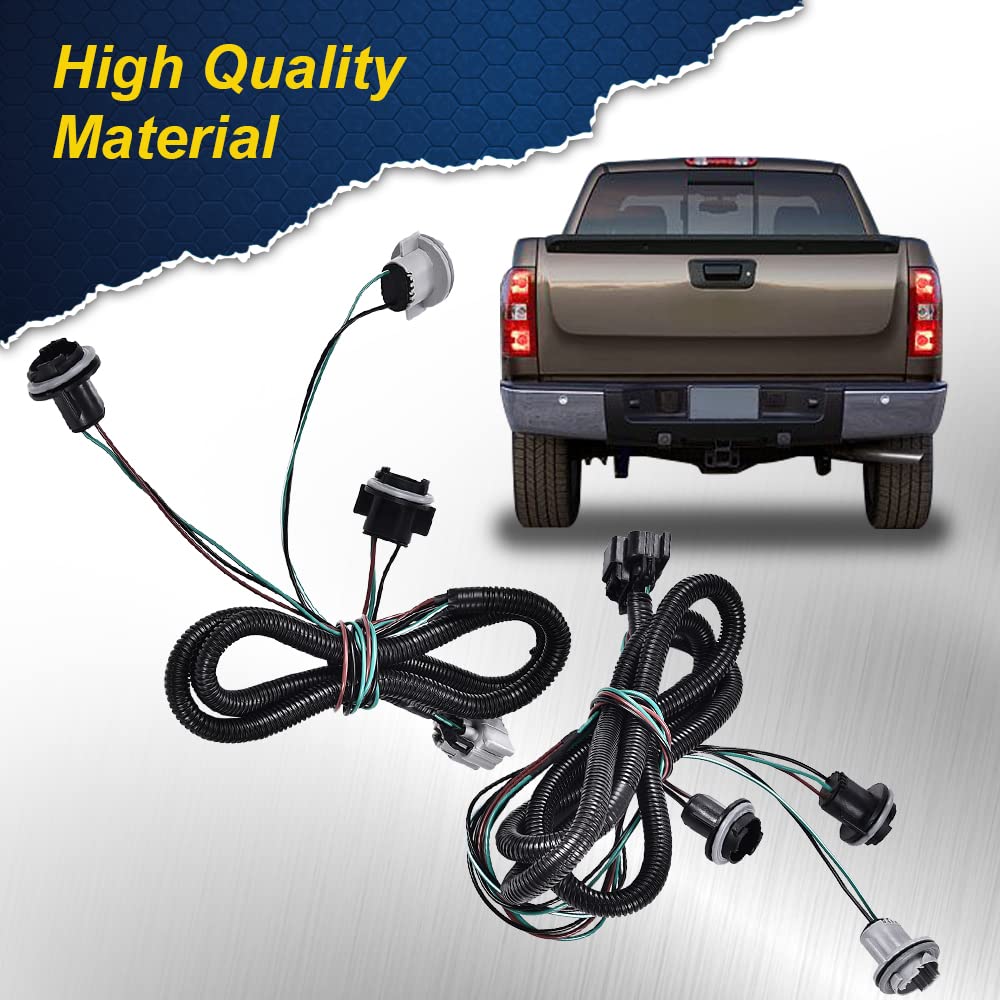 PIT66 Tail Light Wiring Harness for 07-14 Chevy Silverado & 08-14 GMC Sierra, Left & Right, Durable Acrylonitrile Butadiene Styrene