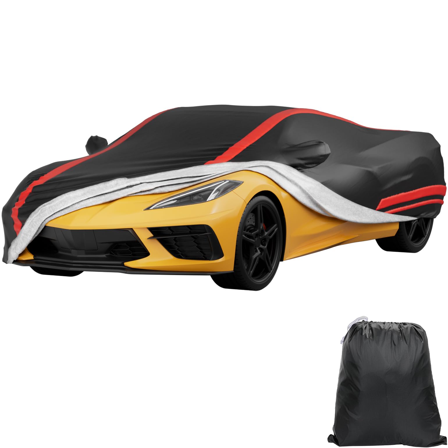JOYTUTUS Car Cover Compatible with 2020-2025 Corvette C8 Stingray Z06 Z51 (Not Fit for High Wing), Soft Cotton Inner Sun Rain UV