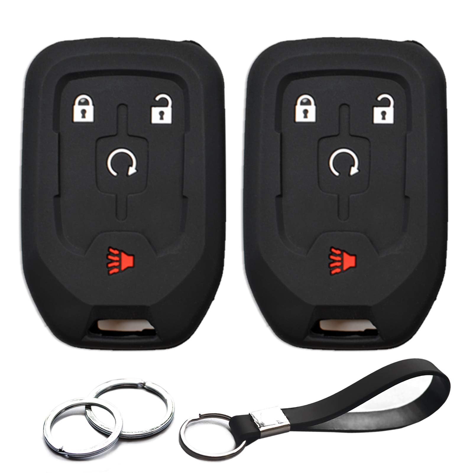 Infipar 2Pcs Compatible With Gmc Terrain Acadia Smart 4 Buttons Silicone Fob Key Case Cover Protector Keyless Remote Holder