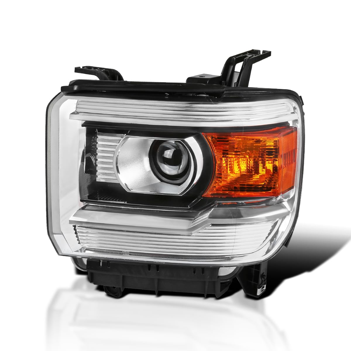 Spec-D Tuning Chrome Housing Clear Lens Projector Driver Left Side Headlight Compatible with 2014-2015 GMC Sierra 1500 2500 3500