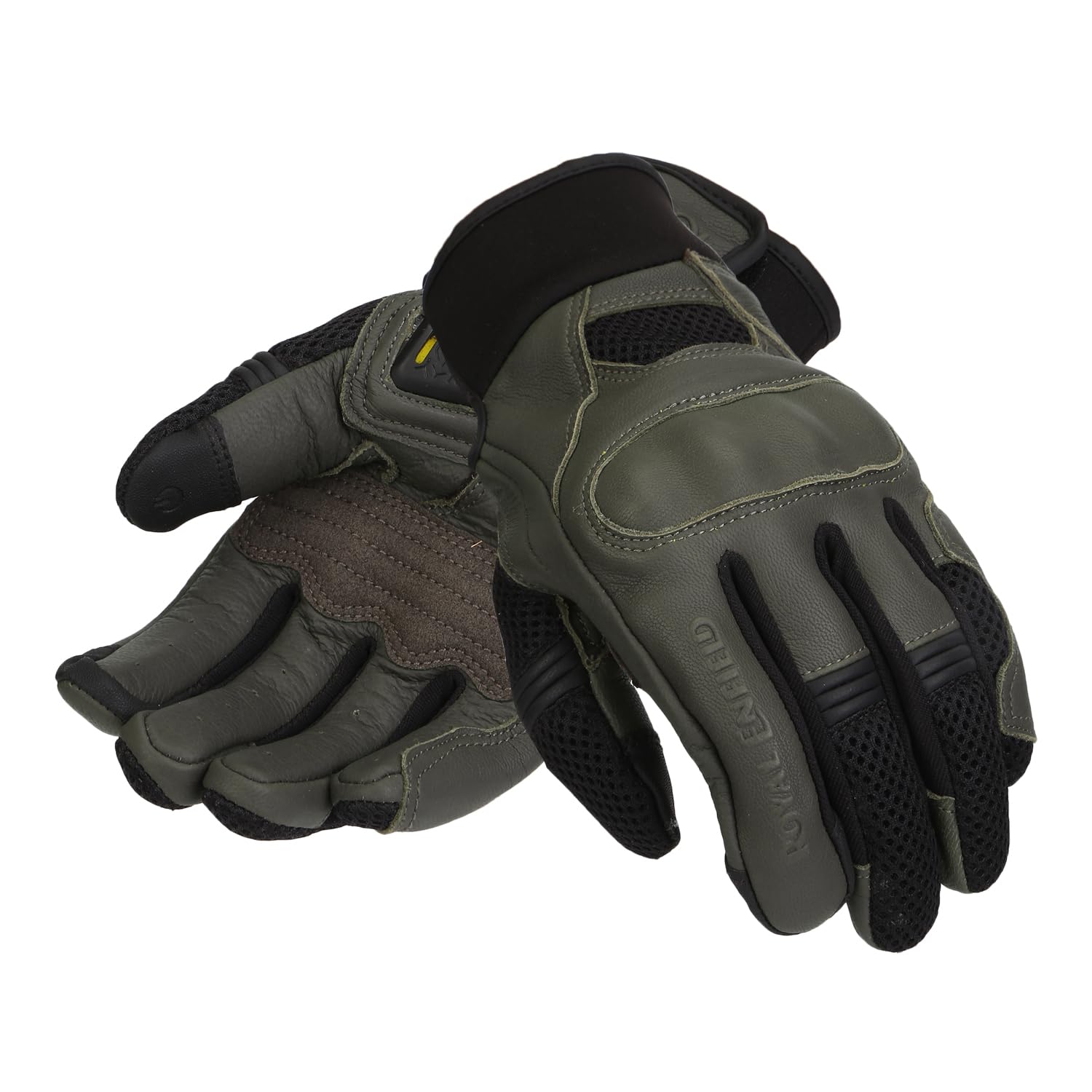 Royal Enfield Roadbound Ce Certified Riding Gloves Olive M 21Cm With Knox And Sps Protection And Excellent Ventilation