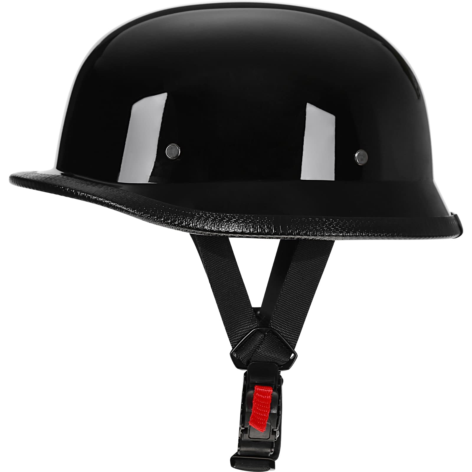 Yesmotor Helmet Half Shell German Motorcycle Helmet With Cycling Glasses - Dot Approved (Medium, Light Black & Black)