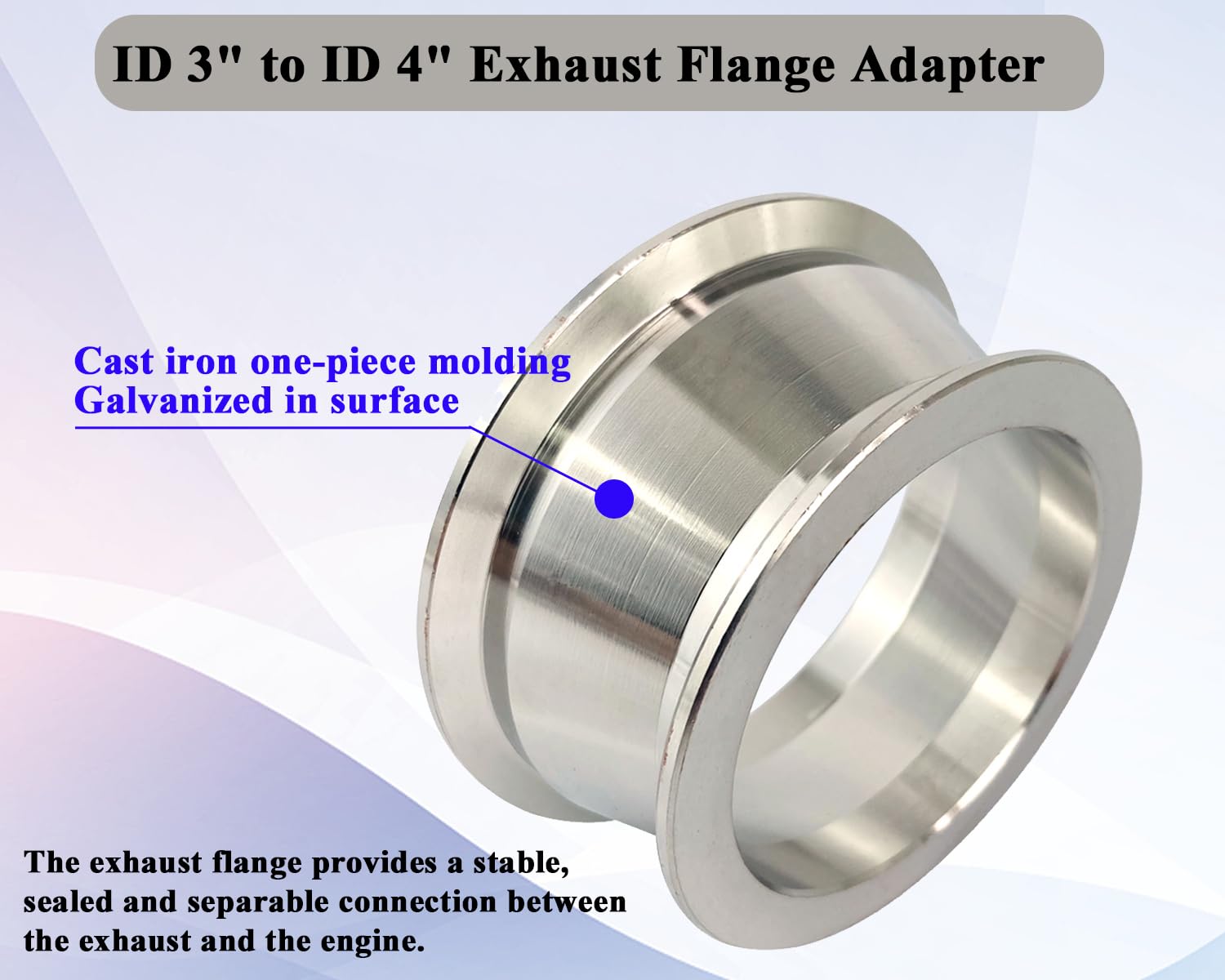 eLifecenter Turbo Exhaust V-Band Adapter Flange, 3" to 4" ID, Mild Steel, Silver, Model FG_AD_VBAND300400