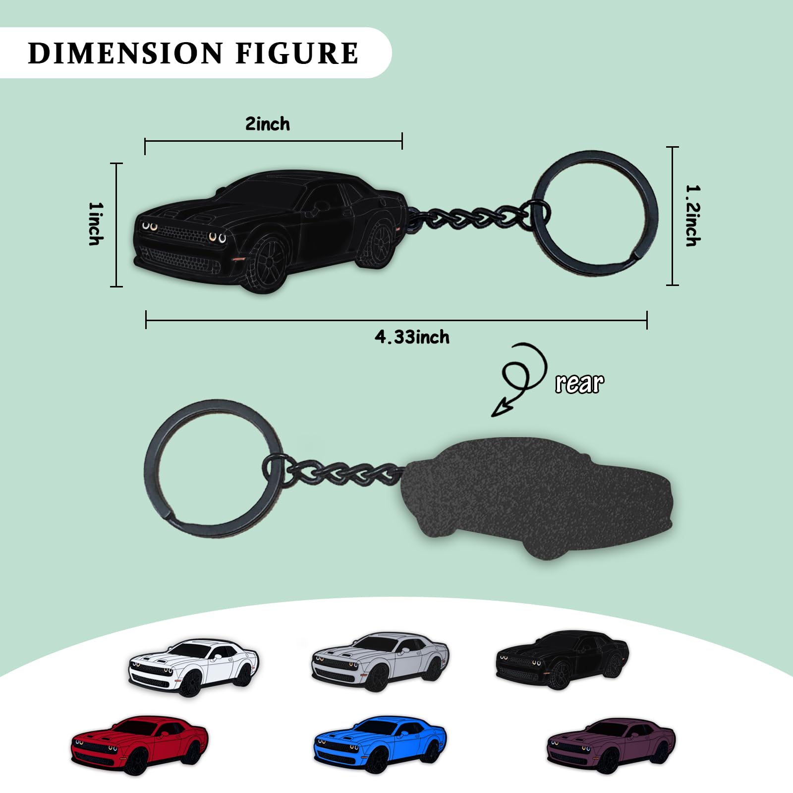 glahorse Keychain for Dodge Hellcats, Dakota, Charger SRT, Avenger, Durango, Caravan - Metal, Black, 5*2.5 inches, 2015-202
