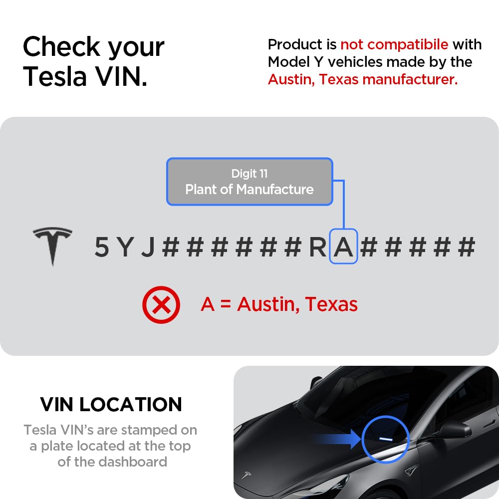 Spigen Under Screen Storage Organizer for Tesla Model 3 & Y 2023-2025, Black, Model ACP07280, Not Compatible with Austin TX & Highland Models