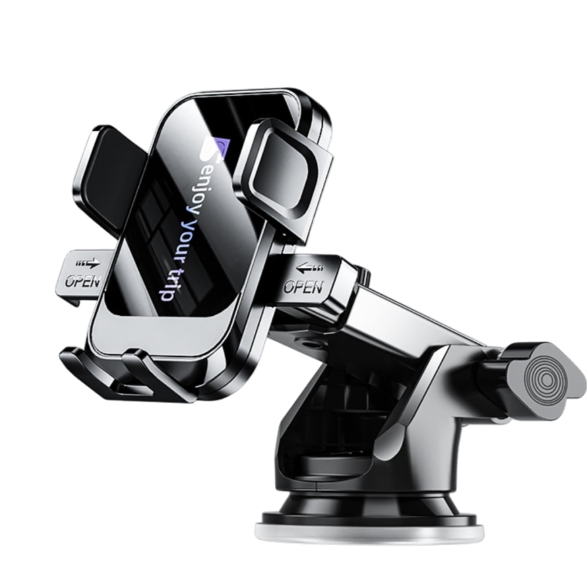 KOAT Car Mobile Holder for Dashboard | 360 Rotating Suction Cup Phone Mount, OneTouch Automatic Clamp, Adjustable Arm, Universa
