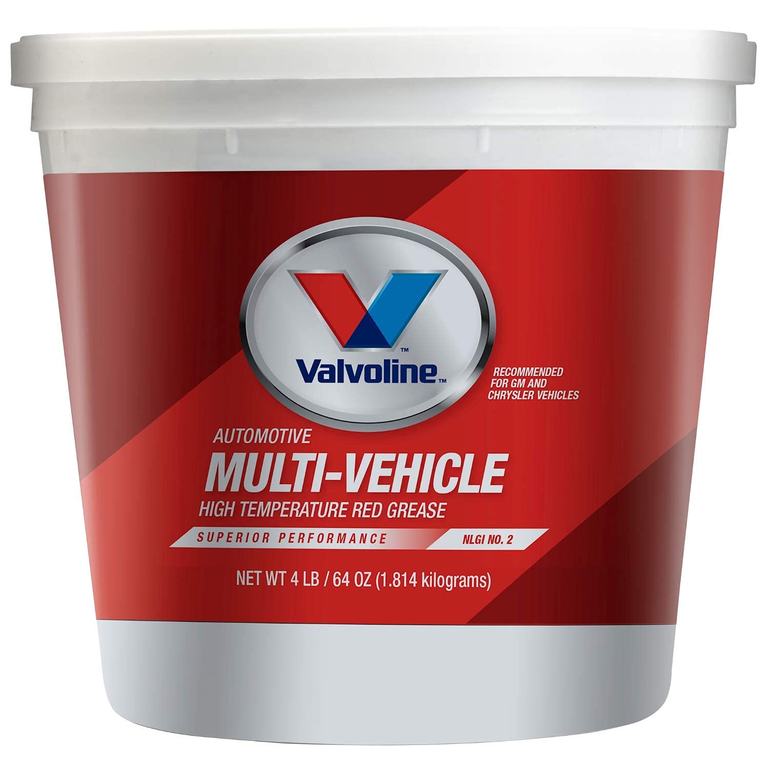 Valvoline Multi-Vehicle High Temperature Red Grease, 4 LB Tub, Lithium, Model VV616-CS, Case of 6