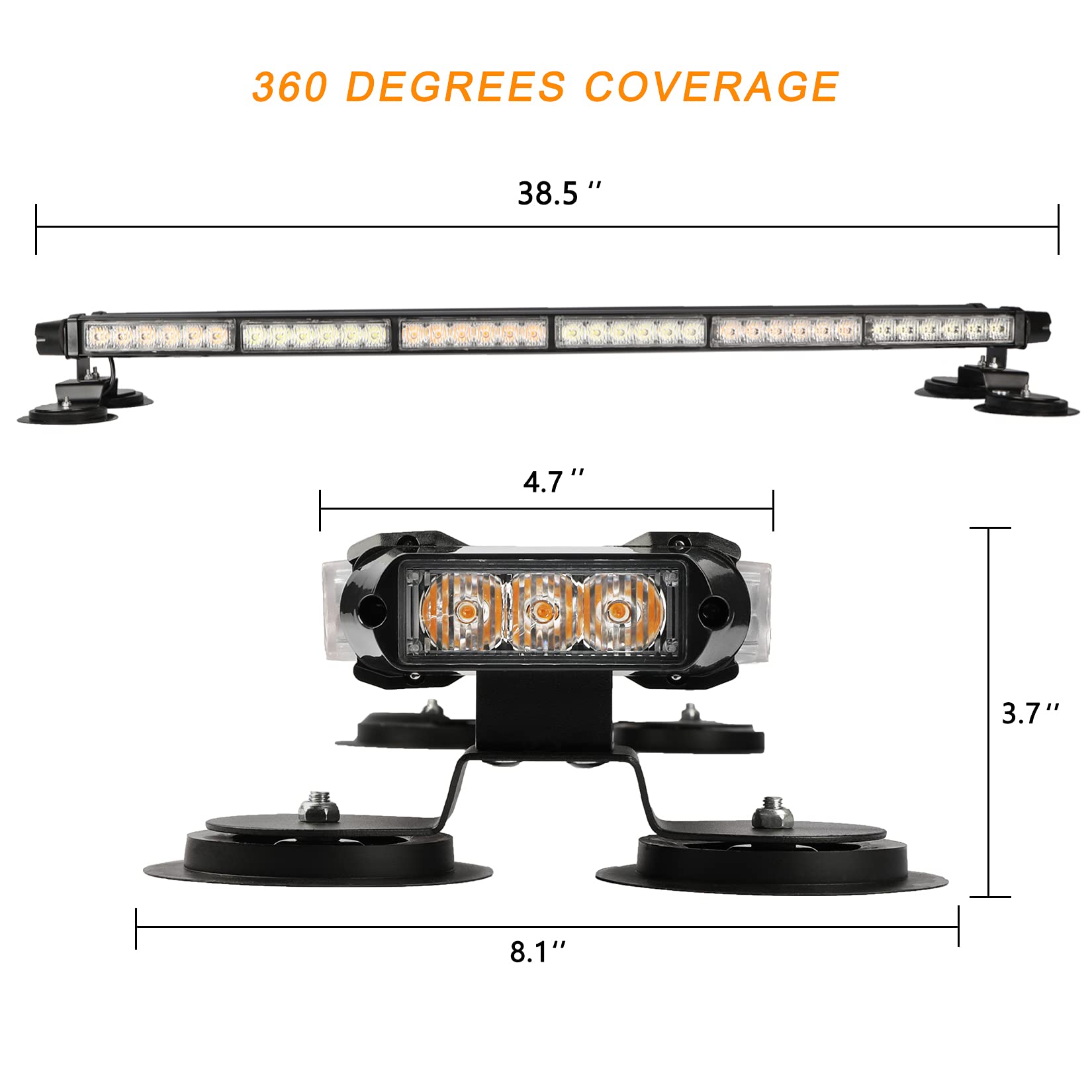Aspl 38.5 '' 78 Led Strobe Light Bar Double Side Flashing High Intensity Emergency Warning Flash Strobe Light With Magnetic Base
