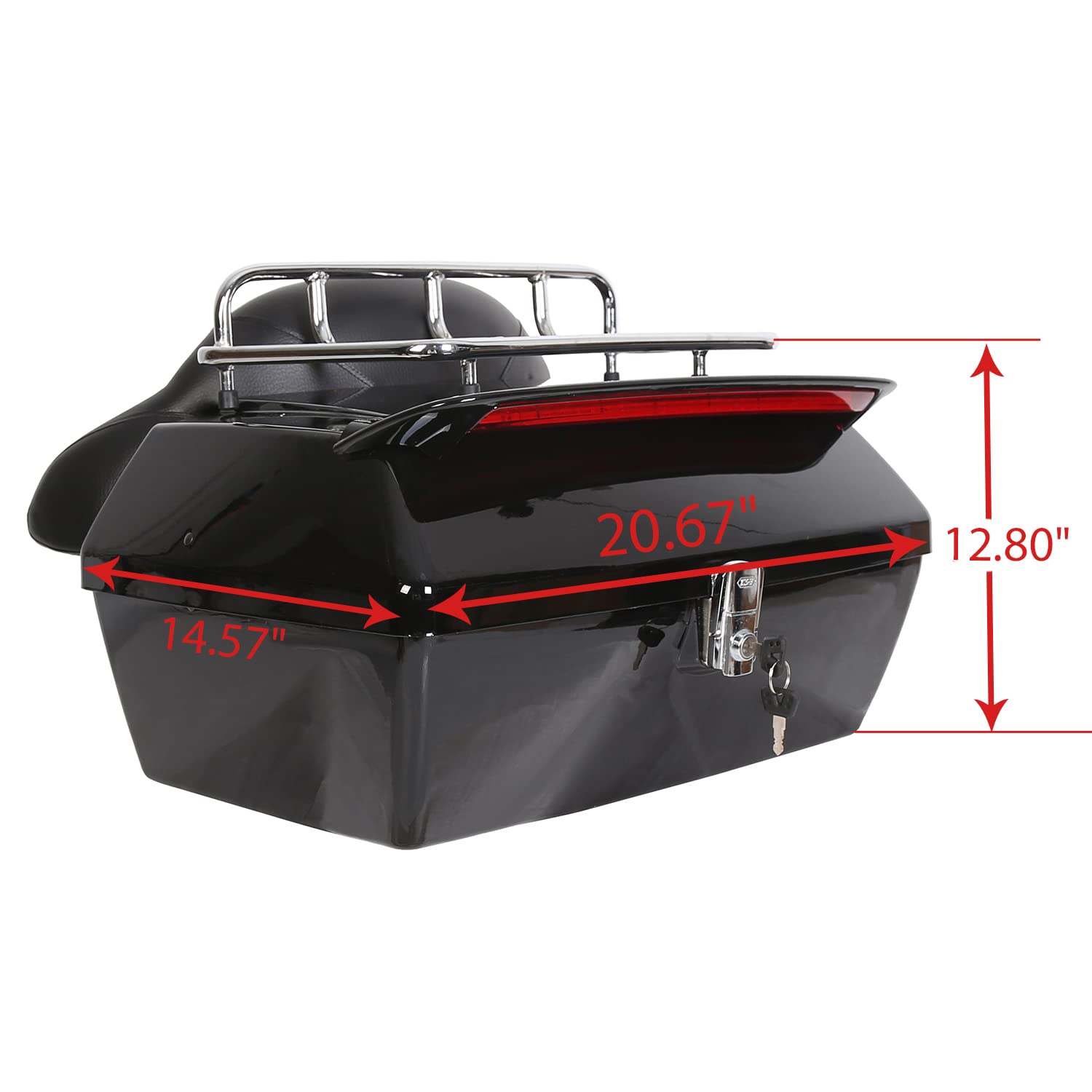 7BLACKSMITHS Universal Motorcycle Trunk Tour Pack - Black ABS Luggage for Harley, Honda, Yamaha - One Size, Model 8542069660