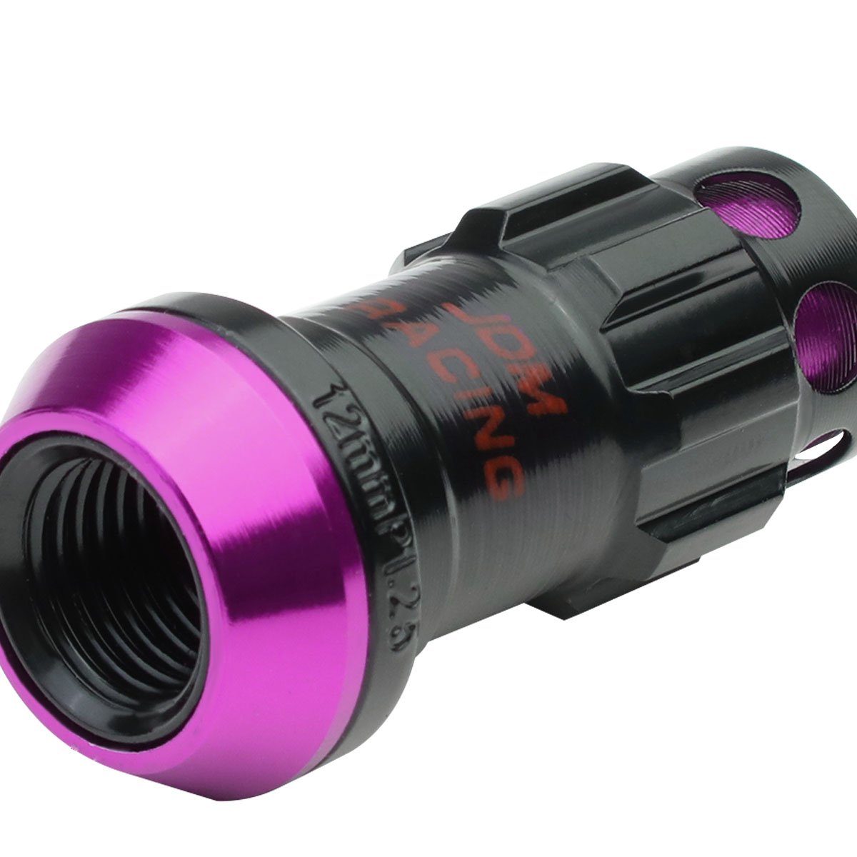 DNA MOTORING Closed End Wheel Lug Nuts Set, M12 x 1.25, Steel, Purple/Black, Model LN-ZTL-9016-125-PP, Includes Lock Nuts & Adapter
