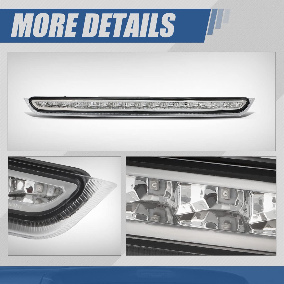 Auto Dynasty High Mount Chrome Housing Led 3Rd Third Tail Brake Light Lamp Compatible With Chevy Suburban Tahoe Gmc Yukon Xl 07-