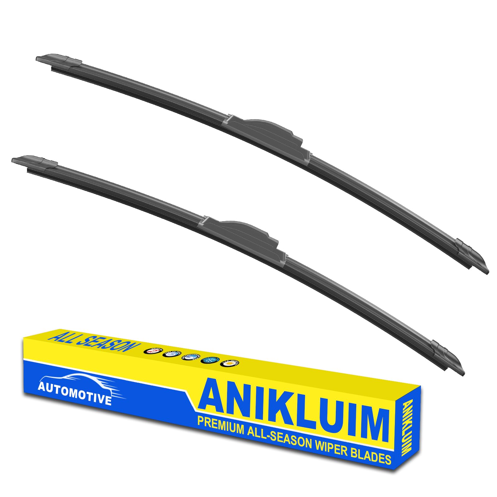 Oem Quality 19'' + 18'' Premium All-Seasons Durable Stable And Quiet Windshield Wiper Blades-J Hook Wipers(Set Of 2)