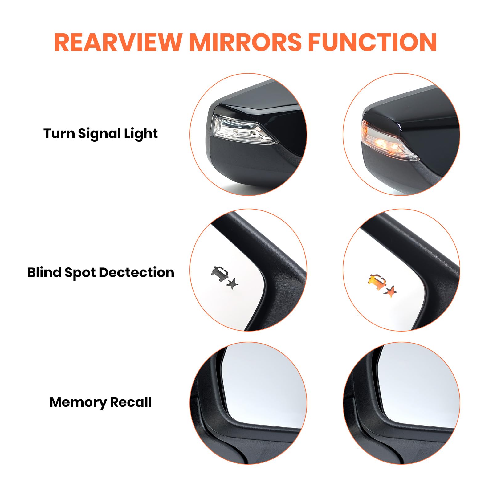 Mofoap Driver Side View Mirror Compatible With Chevy Malibu 2016 2017 2018 2019 2020 2021 2022,Mirrors With Blind Spot Detection