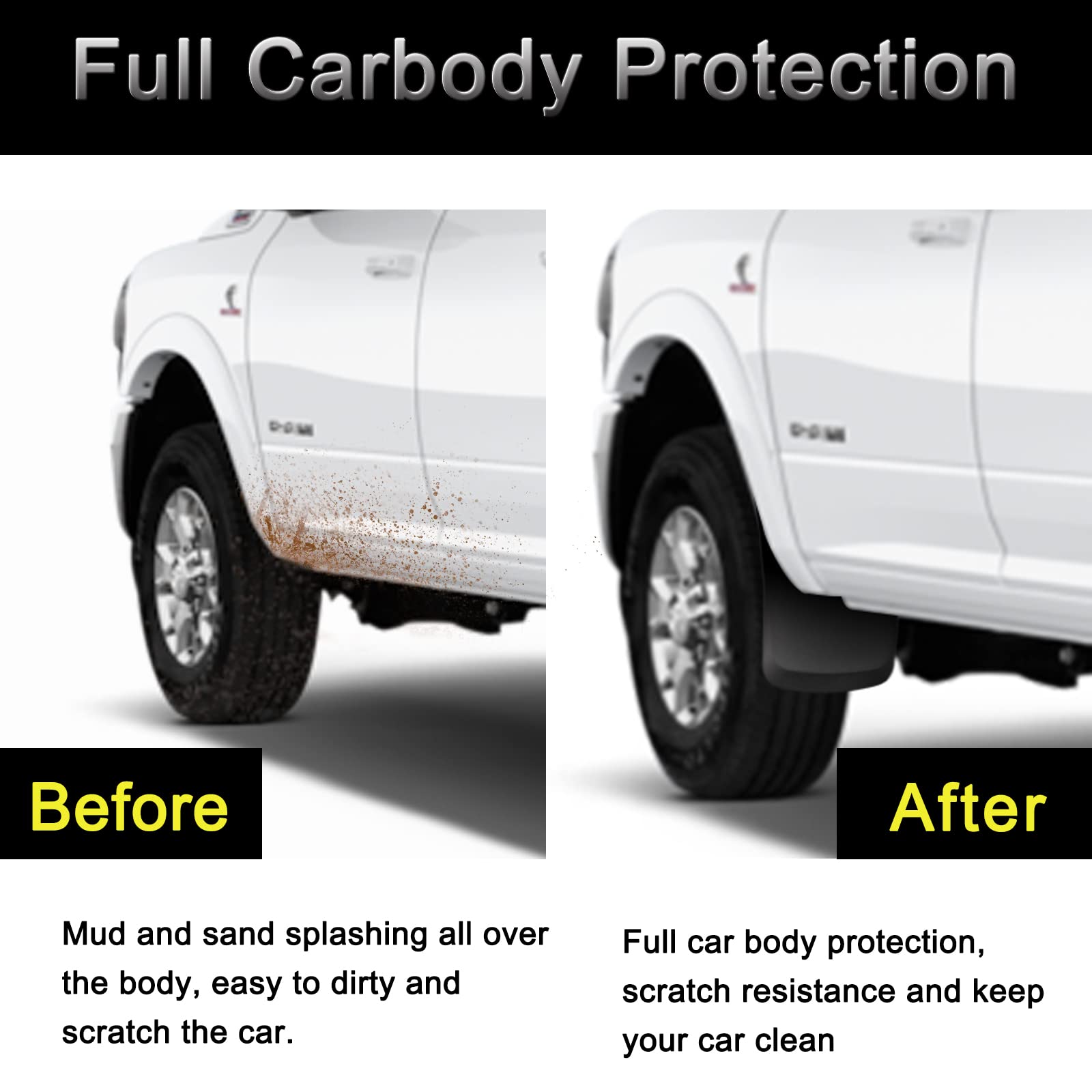Tecoom Custom Mud Flaps Splash Guards Fit For 2019-2023 Ram 2500/3500 Trucks With Oem Fender Flares(Not Power Wagon), Black Fron